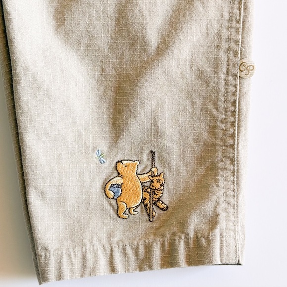 Vintage 90s Y2K Classic Winnie the Pooh Beige Khaki Embroidered Overalls 24 mos - Picture 3 of 12